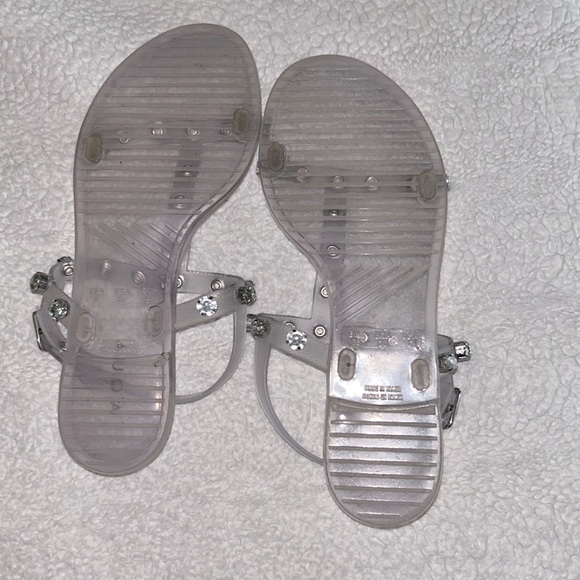 Aqua Womens Rhinestone Plastic Strappy Sandals Shoes - Picture 2 of 5